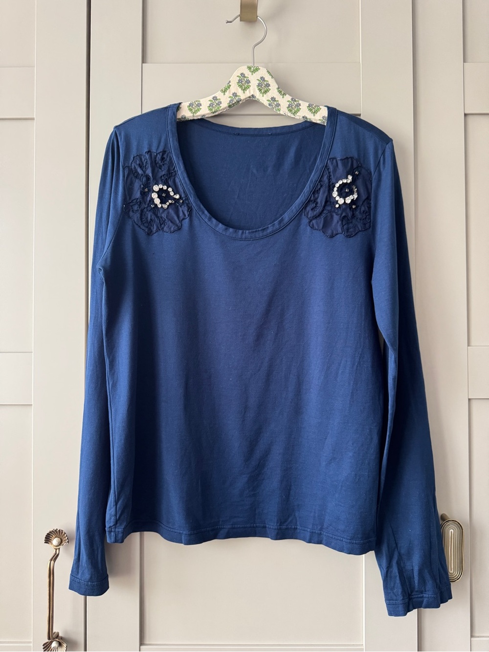 Chloé long-sleeve scoop neck top Rhinestone Clusters Embroidered